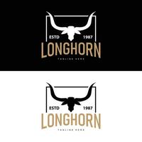 longhorn logotyp gammal årgång design väst Land texas tjur horn vektor