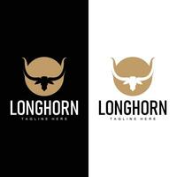 Longhorn Logo alt Jahrgang Design Westen Land Texas Stier Horn vektor