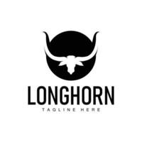 Longhorn Logo alt Jahrgang Design Westen Land Texas Stier Horn vektor