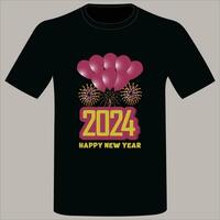 Frohes neues Jahr 2024 T-Shirt-Design vektor