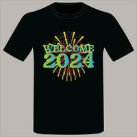 Frohes neues Jahr 2024 T-Shirt-Design vektor