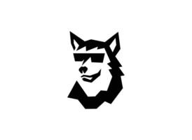 Varg eller hund med solglasögon logotyp design mall vektor illustration