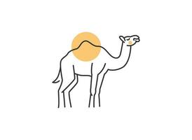 kamel logotyp design mall vektor illustration - djur- linje konst