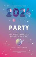 Neu Jahr Party 2024 Poster Vorlagen elegant vektor