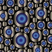 abstrakt sömlös mönster med blå bollar på metall skivor. vektor bakgrund. stor och små sfärisk bollar trogen skriva ut