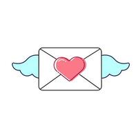 geschlossen, geöffnet Briefumschlag mit Herz Symbol einstellen Nahansicht isoliert. Briefumschlag mit Papier Blatt innen. Design Vorlage zum Valentinsgrüße Tag Karte vektor