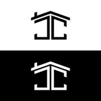 första brev, jc Hem ikon, byggnad, jc verklig egendom logotyp, unik monogram alfabetisk symbol för företag identitet vektor
