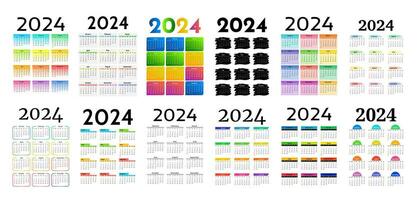 kalender för 2024 isolerat på en vit bakgrund vektor