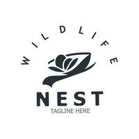 Vogel Nest Logo Ast natürlich Wurzel Baum Frühling Vorlage Vektor