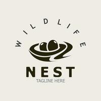 Vogel Nest Logo Ast natürlich Wurzel Baum Frühling Vorlage Vektor
