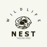 Vogel Nest Logo Ast natürlich Wurzel Baum Frühling Vorlage Vektor