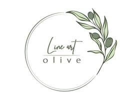 botanisch Linie Illustration von Olive Blätter, Ast Kranz zum Hochzeit Einladung und Karten, Logo Design, Netz, Sozial Medien und Plakate Vorlage. elegant minimal Stil Blumen- Vektor isoliert.