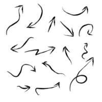 vektor illustration av pil ikon uppsättning grov slag. hand dragen klotter stil pil