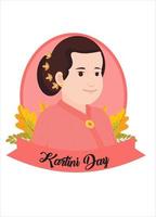 kartini -karaktär är en symbol för kvinnors frigörelse i Indonesien vektor