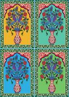 indisk mughal blomma motiv bakgrund gräns, sömlös blommig vägg mönster av de mughal epok, mughal traditionell färgrik båge Port vektor mönster,