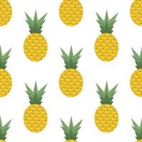 ananas sömlöst mönster. tropiska frukter textilstruktur isolerad vit bakgrund. vektor illustration