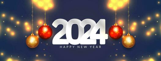 glücklich Neu Jahr 2024 dekorativ stilvoll Banner Design vektor