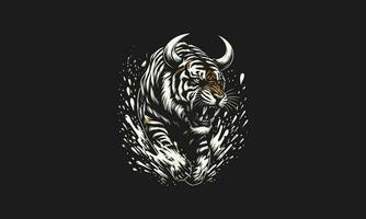 Tiger wütend Vektor Illustration eben Design