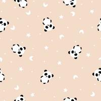 sömlös mönster med söt panda, måne och stjärnor. perfekt för tapet, gåva papper, mall fylla, tyg vektor