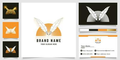 två fjäder och bok logotyp med företag kort design vektor