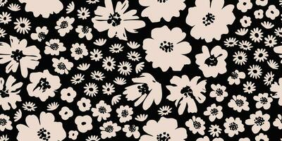 Blume nahtlos Hintergrund. minimalistisch abstrakt Blumen- Muster. modern drucken im schwarz und Weiß Hintergrund. Ideal zum Textil- Design, Hintergrund, Abdeckungen, Karten, Einladungen und Plakate. vektor