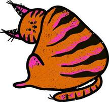 ein Karikatur Katze mit Rosa und Orange Streifen vektor