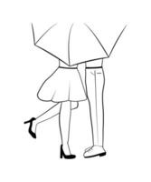 hand dragen illustration med ben av par i kärlek affisch med en vektor illustration av en dans par ben på en datum