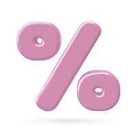 3d rosa metallisk procent tecken ikon försäljning och rabatt design element procentsats vektor illustration