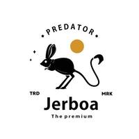 årgång retro hipster jerboa logotyp vektor översikt silhuett konst ikon