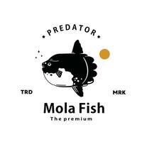 årgång retro hipster mola fisk logotyp vektor översikt silhuett konst ikon