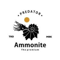 Jahrgang retro Hipster Ammonit Logo Vektor Gliederung Silhouette Kunst Symbol