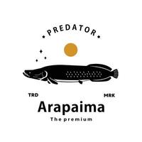 Jahrgang retro Hipster Arapaima Logo Vektor Gliederung Silhouette Kunst Symbol