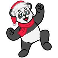 Panda im ein rot Schal und ein Santa Hut feiern Weihnachten vektor