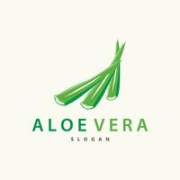 Aloe vera Logo Design einfach Illustration Gesundheit Kräuter- Pflanze Gras vektor