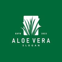 Aloe vera Logo Design einfach Illustration Gesundheit Kräuter- Pflanze Gras vektor