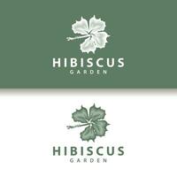 hibiskus logotyp enkel färsk naturlig blomma design trädgård växt illustration vektor