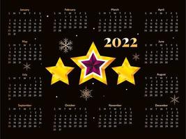 2022 julgran nyår skiss kalender vecka börjar på söndag. vektor