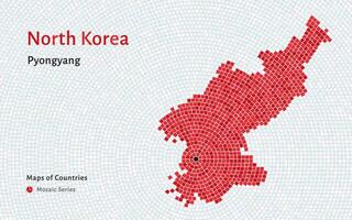 norr korea Karta med en huvudstad av pyongyang visad i en mosaik- mönster vektor