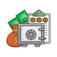 sicher Geld, Geld Münze, dokumentieren, Geld mit Geld Tasche Illustration vektor