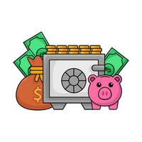 sicher Geld, Schweinchen Bank, Geld Tasche mit Geld Illustration vektor