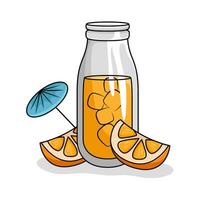 Saft Orange mit Orange Obst Scheibe Illustration vektor