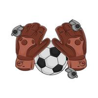 Fußball Ball pfeifen mit Handschuhe Illustration vektor