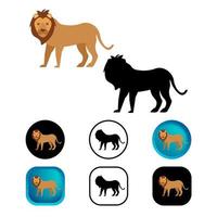 platt lejon djur ikon samling vektor