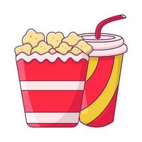 popcorn med kopp dryck illustration vektor