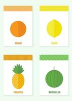 uppsättning av taggar eller klistermärken med frukt i platt design vektor