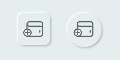 Lägg till plånbok linje ikon i neomorf design stil. betalning tecken vektor illustration.