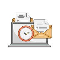 Email, Uhr Zeit mit Laptop Illustration vektor