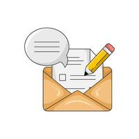 Email, Bleistift mit Rede Blase Illustration vektor