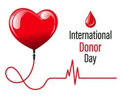 Weltspendertag, rotes Herz in Form eines medizinischen Tropfers und eines Blutstropfens. Medizin-Konzept. Banner, Poster, Vektor