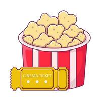 Popcorn mit Fahrkarte Kino Illustration vektor